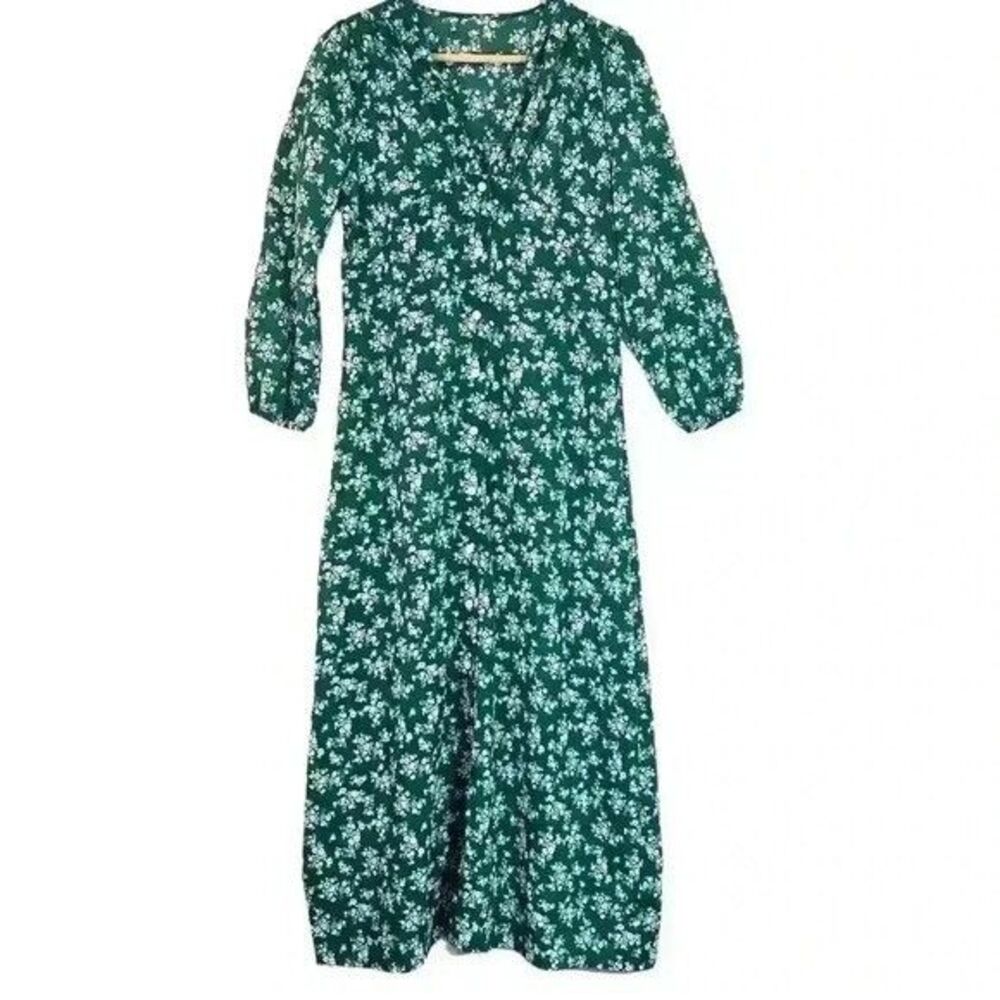 Boutique Womens Green Floral Midi Dress Size S/M